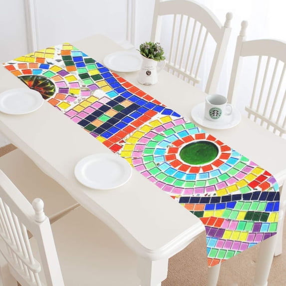 MKHERT Color Ceramic Texture Table Runner for Kitchen Wedding Party Home Decor 14x72 inch