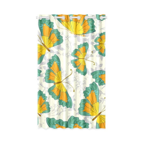 MKHERT Colorful Butterfly Window Curtain Living Room,Bedroom Window Drapes 52x84 inch