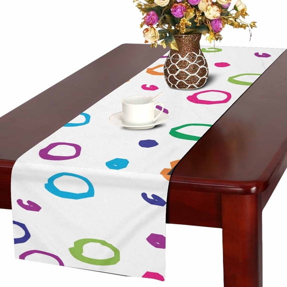 MKHERT Colorful Dots Abstract Texture Table Runner For Wedding Party Decoration Kitchen Decor Decoration 14x72 inch