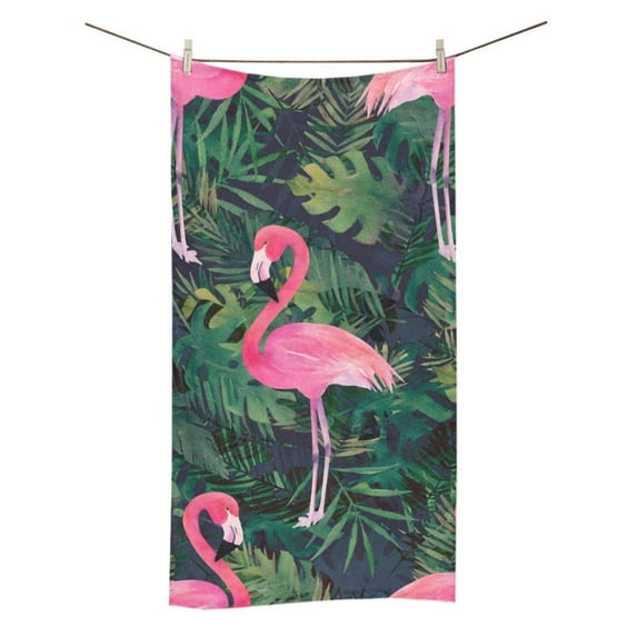 MKHERT Colorful Flamingo And Tropical Leaves Bath Towel Shower Towel Wash Cloth Face Towels 16x28 Inches