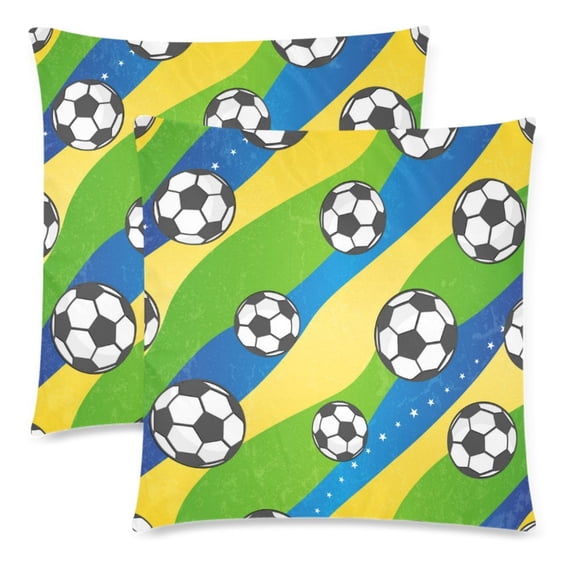 MKHERT Colorful Football And Flag Pillowcase Pillow Protector Cushion Cover 18x18 inch,Set of 2
