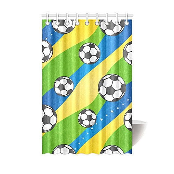 MKHERT Colorful Football And Flag Polyester Fabric Bathroom Shower Curtain 48x72 inch