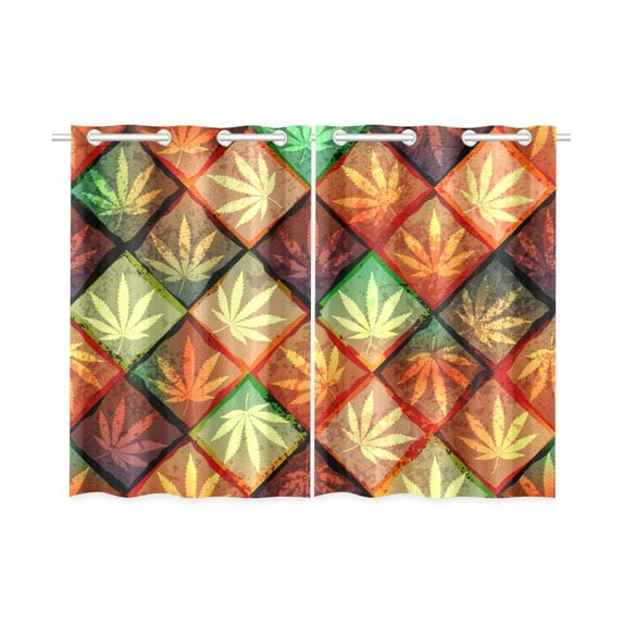 MKHERT Colorful Hemp Pattern Window Curtains Kitchen Curtain Room Bedroom Drapes Curtains 26x39 inch, 2 Piece