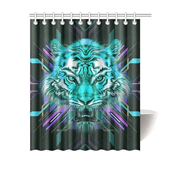MKHERT Colorful Illustration of Tiger Shower Curtain Bath Curtain Waterproof Fabric Polyester Curtains 60x72 inch