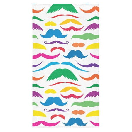 MKHERT Colorful Mustaches Bath Towel 30x56 Inches Bathroom Towel Beach Sunbath