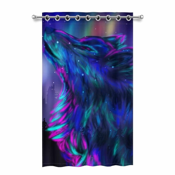 MKHERT Colorful Northern Landscape with Howling Wolf Blackout Window Curtain Drapes Bedroom Living Room Kitchen Curtains 52x84 inch