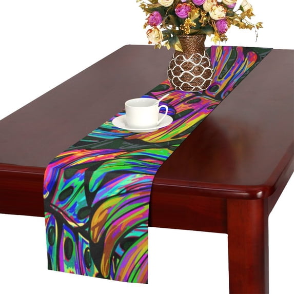 MKHERT Colorful Palm Leaves Table Runner for Kitchen Wedding Party Home Decor 16x72 inch