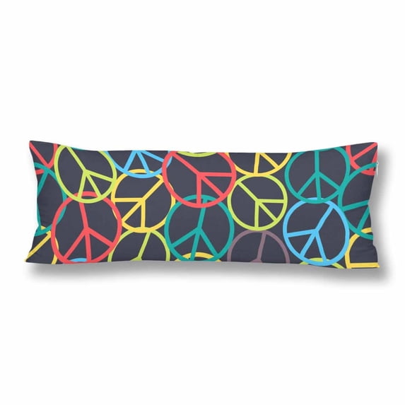 MKHERT Colorful Peace Sign Body Pillow Pillowcase Pillow Protector Cushion Cover 20x60 Inch