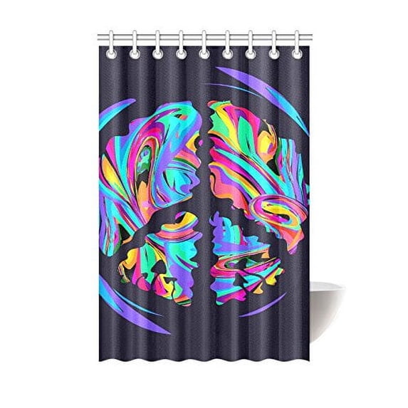 MKHERT Colorful Peace Symbol Polyester Fabric Bathroom Shower Curtain 48x72 inch