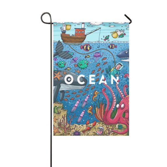 MKHERT Colorful Sea Life Garden Flag Banner Decorative Flag for Wedding Party Yard Home Outdoor Decor 12x18 inch