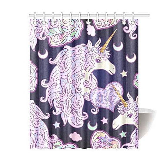 MKHERT Colorful Unicorn Polyester Fabric Bathroom Shower Curtain 60x72 inch
