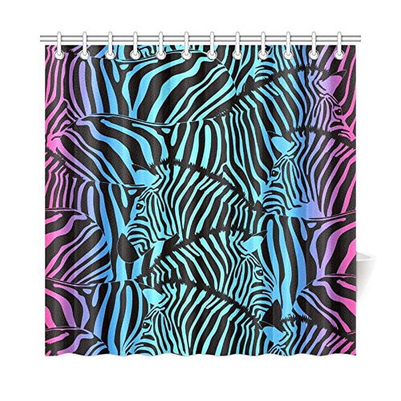 MKHERT Colorful Zebra Shower Curtain Waterproof Bath Curtain Decor 66x72 inch