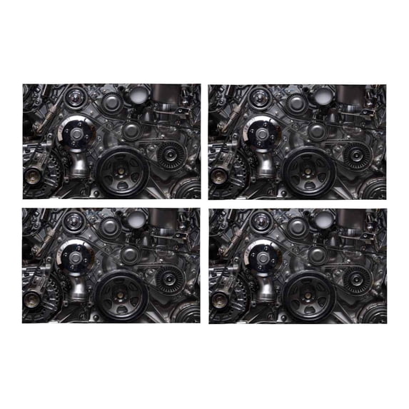 MKHERT Cool 3D Fragment of The Car Engine Placemats Table Mats for Dining Room Kitchen Table Decoration 12x18 inch,Set of 4
