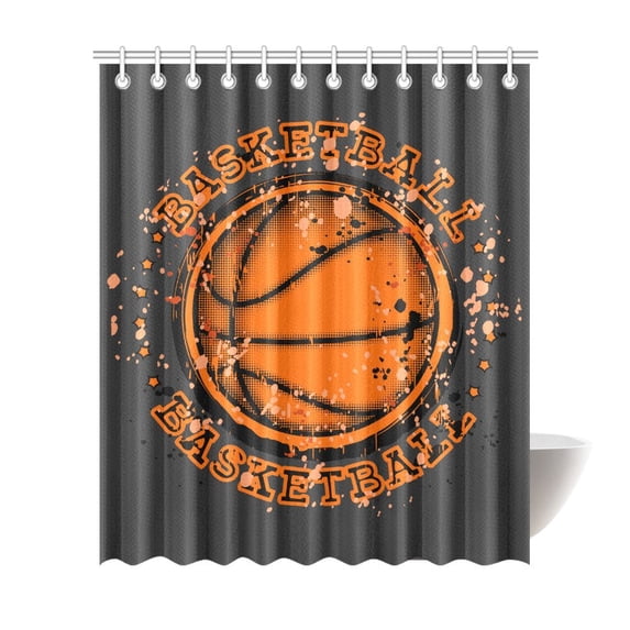 MKHERT Cool Basketball Design Polyester Fabric Bathroom Shower Curtain 66x72 inch