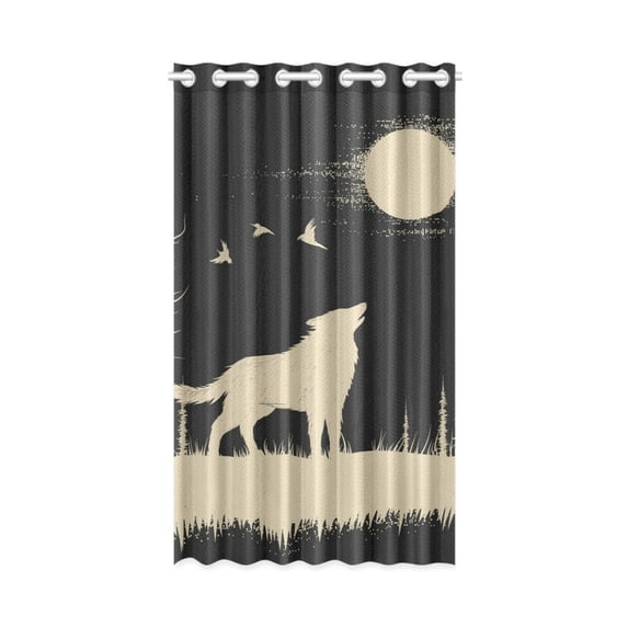 MKHERT Cool Forest Wolf Animal Window Curtain Living Room,Bedroom Window Drapes 52x84 inch