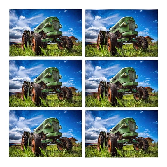 MKHERT Cool Old Tractor in The Alpine Meadows Placemats Table Mats for Dining Room Kitchen Table Decoration 12x18 inch,Set of 6