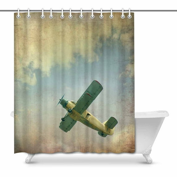 MKHERT Cool Vintage Airplane Decor Waterproof Polyester Fabric Shower Curtain Bathroom Sets 60x72 inch