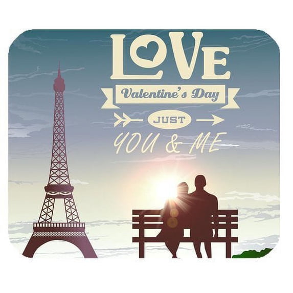 MKHERT Couple Love And Paris Eiffel Tower Rectangle Mousepad Mat For Mouse Mice Size 9.84x7.87 inches
