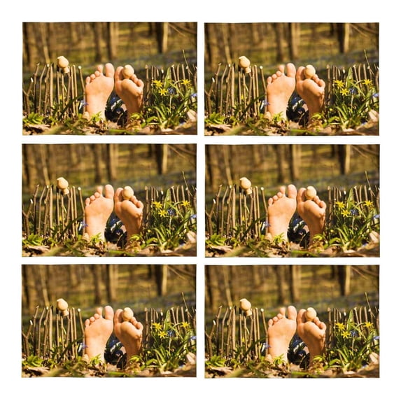 MKHERT Creative Funny Nature Pattern Fence of Palisade and Woman's Feet Placemats Table Mats for Dining Room Kitchen Table Decoration 12x18 inch,Set of 6