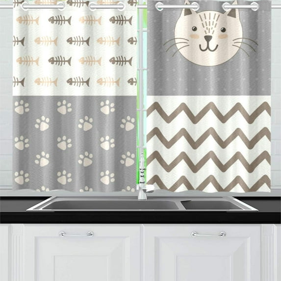 MKHERT Cute Baby Cat Window Curtain Kitchen Curtain 26x39 inch,Two Piece