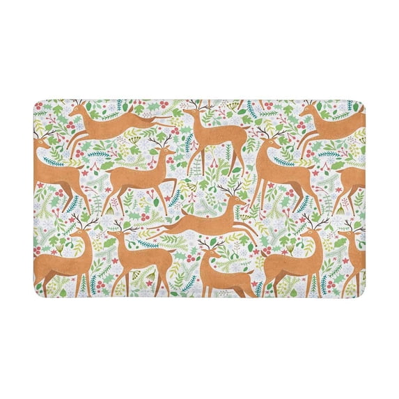 MKHERT Cute Cartoon Deer with Plants Floral Seamless Pattern Doormat Rug Home Decor Floor Mat Bath Mat 30x18 inch