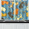 thumbnail image 1 of MKHERT Cute Cartoon Doodle Cats Window Curtains Kitchen Curtain Room Bedroom Drapes Curtains 26x39 inch, 2 Piece, 1 of 3