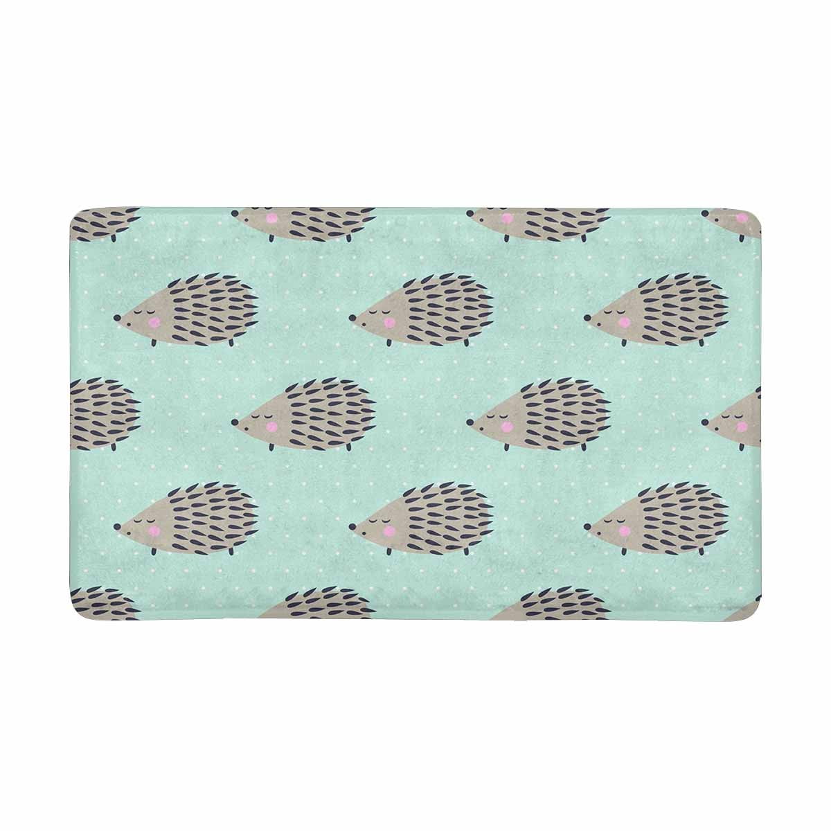 Hedgehog Rug MKHERT Cute Cartoon Hedgehog on Mint Polka Dots Doormat Rug Home Decor ...
