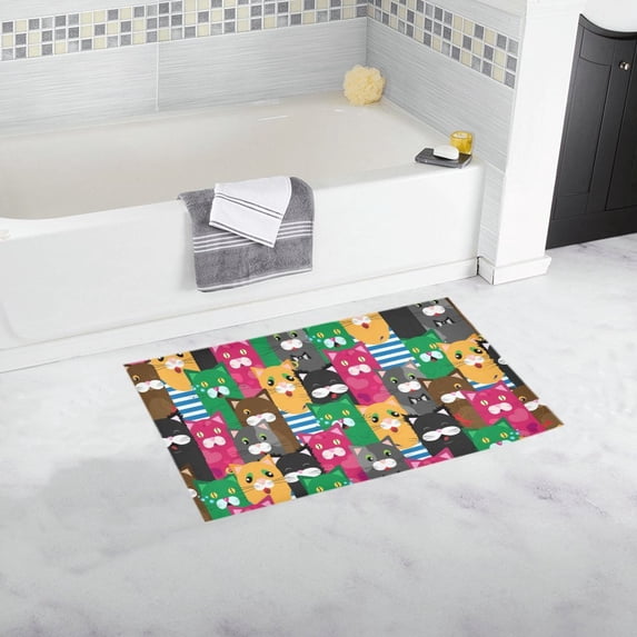 MKHERT Cute Colored Cats Doormat Non-slip Bath Mat Floor Mat 30x18 inch