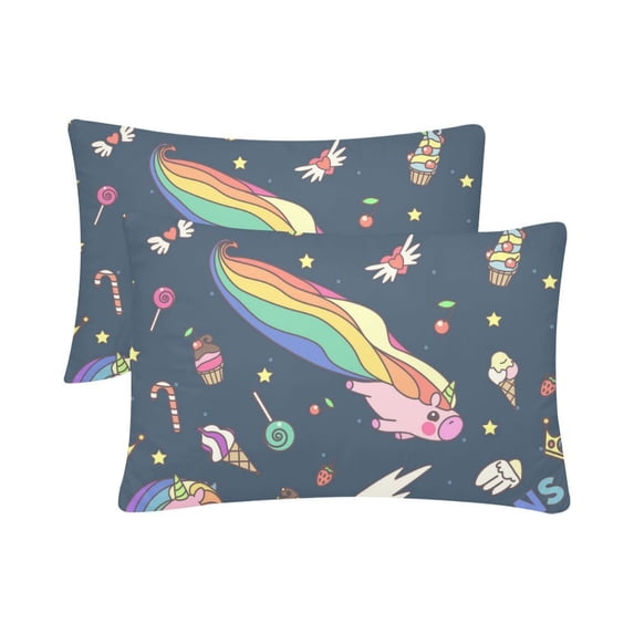 MKHERT Cute Colorful Unicorns Pillowcase Pillow Protector Cushion Cover 20x30 inch,Set of 2