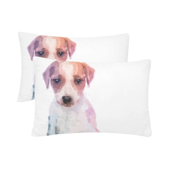 MKHERT Cute Dog Jack Russel Pillowcase Pillow Protector Cushion Cover 20x30 inch,Set of 2