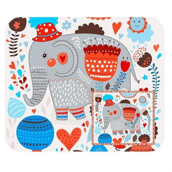 MKHERT Cute Elephant with Flowers Rectangle Mousepad Mat For Mouse Mice Size 9.84x7.87 inches