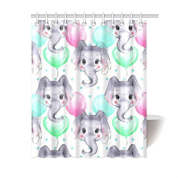 MKHERT Cute Elephants Polyester Fabric Bathroom Shower Curtain 60x72 inch