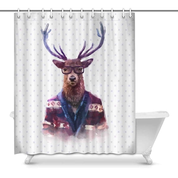 MKHERT Cute Fashion Hipster Animals & Pets Deer Waterproof Shower Curtain Decor Fabric Bathroom Set 66x72 inch