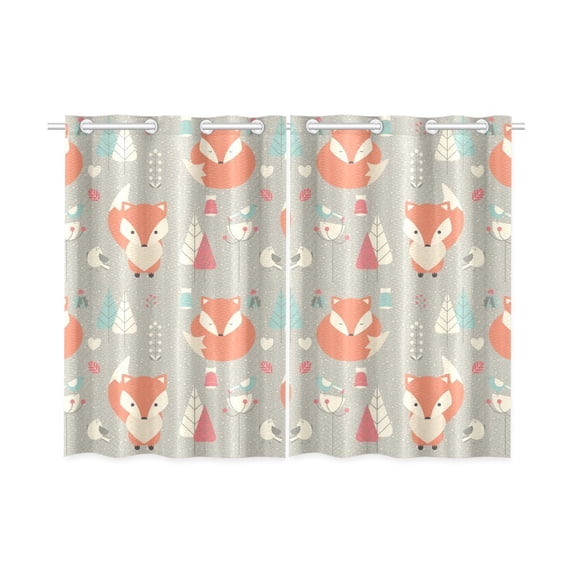 MKHERT Cute Fox Loral Decoration Window Curtains Kitchen Curtain Room Bedroom Drapes Curtains 26x39 inch, 2 Piece
