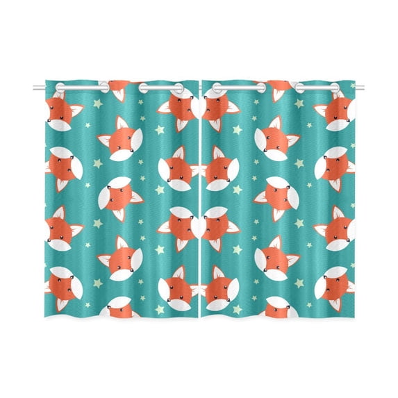 MKHERT Cute Foxes Faces Window Curtains Kitchen Curtain Room Bedroom Drapes Curtains 26x39 inch, 2 Piece