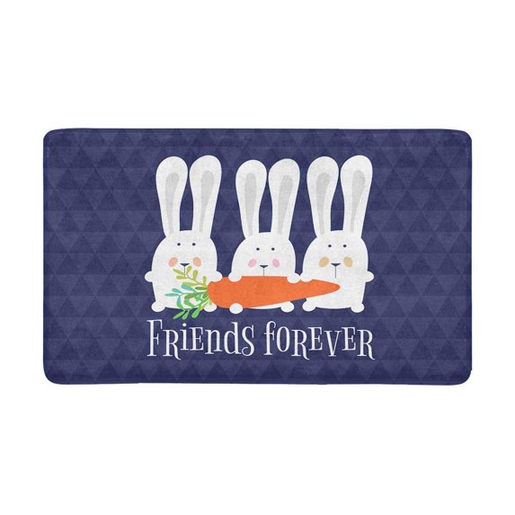 MKHERT Cute Friends Forever Bunnies with Carrot Doormat Rug Home Decor Floor Mat Bath Mat 30x18 inch