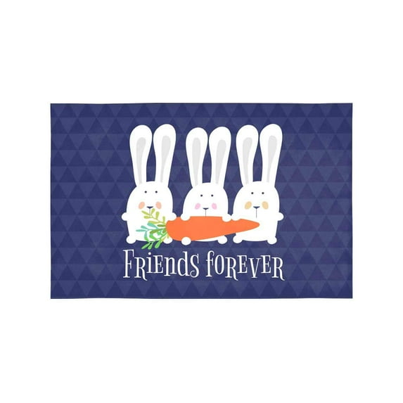 MKHERT Cute Friends Forever Bunnies with Carrot Placemats Table Mats for Dining Room Kitchen Table Decoration 12x18 inch,Set of 6