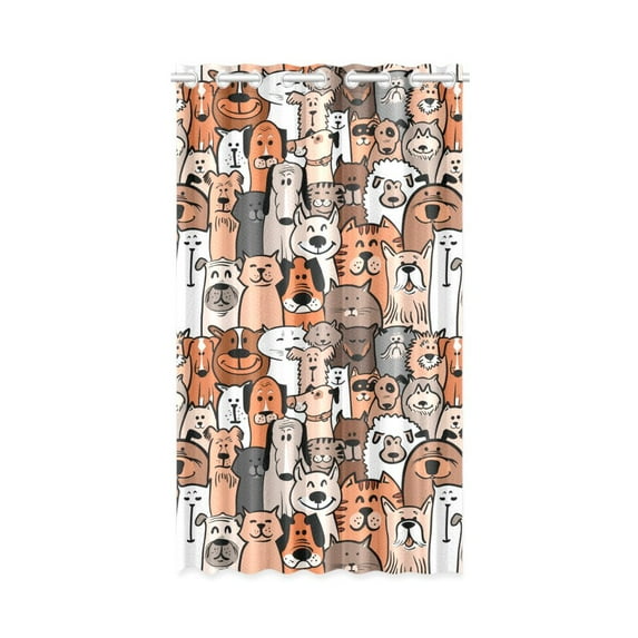 MKHERT Cute Funny Dogs and Cats Window Curtain Living Room,Bedroom Window Drapes 52x84 inch