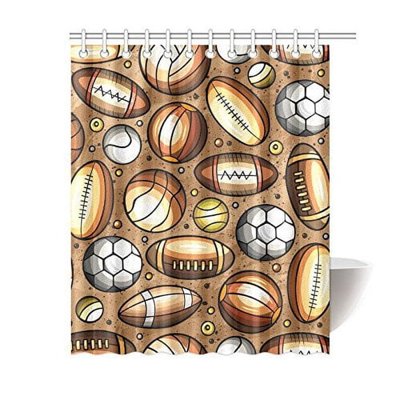 MKHERT Cute Hand Drawn Sport Polyester Fabric Bathroom Shower Curtain 60x72 inch