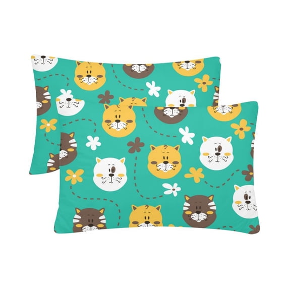 MKHERT Cute Kitty Cats And Flowers Pillowcase Pillow Protector Cushion Cover 20x30 inch,Set of 2
