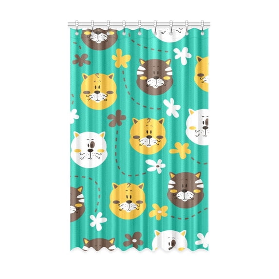 MKHERT Cute Kitty Cats and Flowers Window Curtain Living Room,Bedroom Window Drapes 52x84 inch