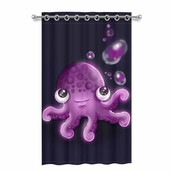 MKHERT Cute Octopus Blackout Window Curtain Drapes Bedroom Living Room Kitchen Curtains 52x84 inch