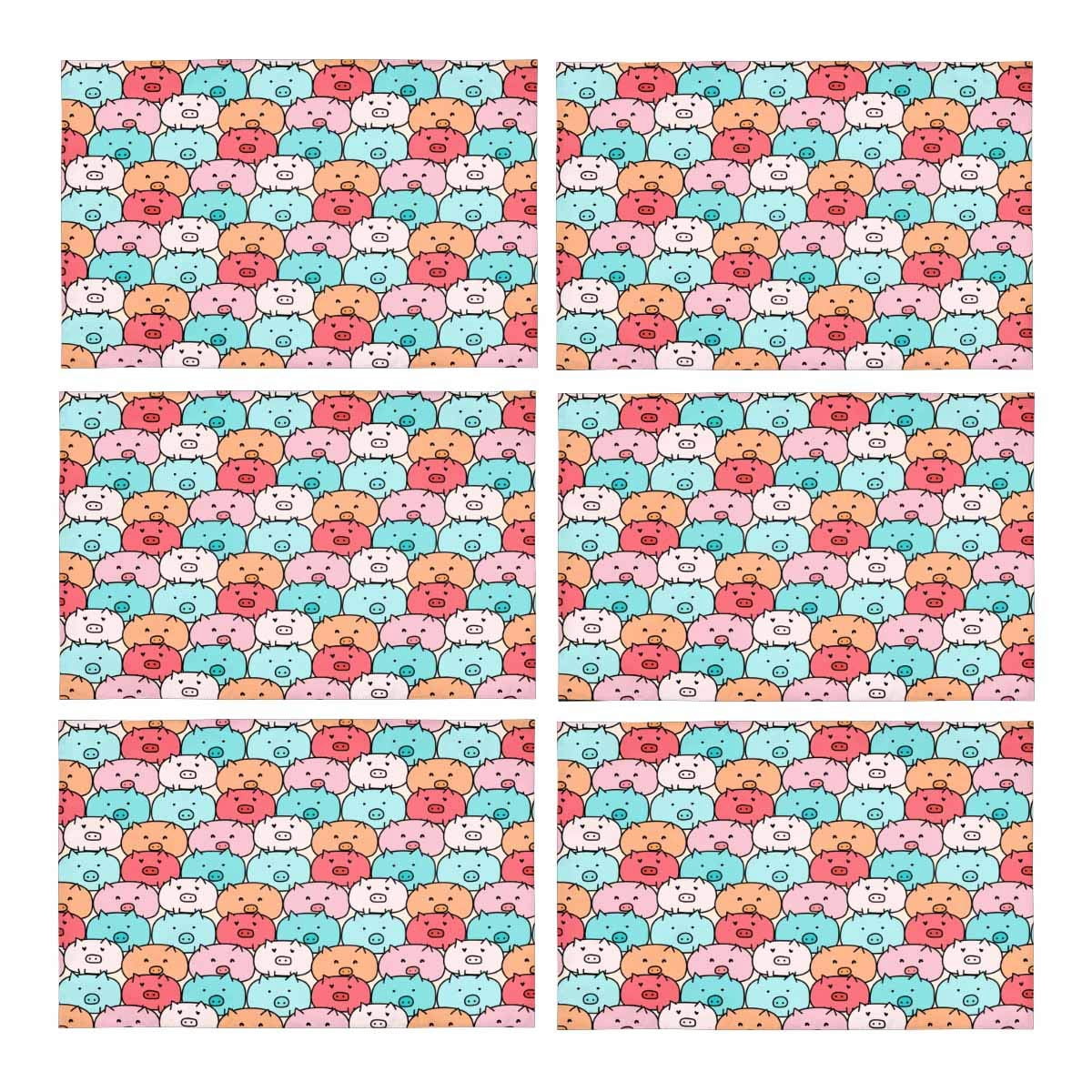 Pig Mat Table MKHERT Cute Pig Pattern Doodle Art Placemats Table Mats for Dining Room ...