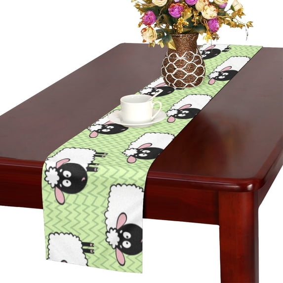 MKHERT Cute Small Sheep Table Runner for Kitchen Wedding Party Home Decor 16x72 inch