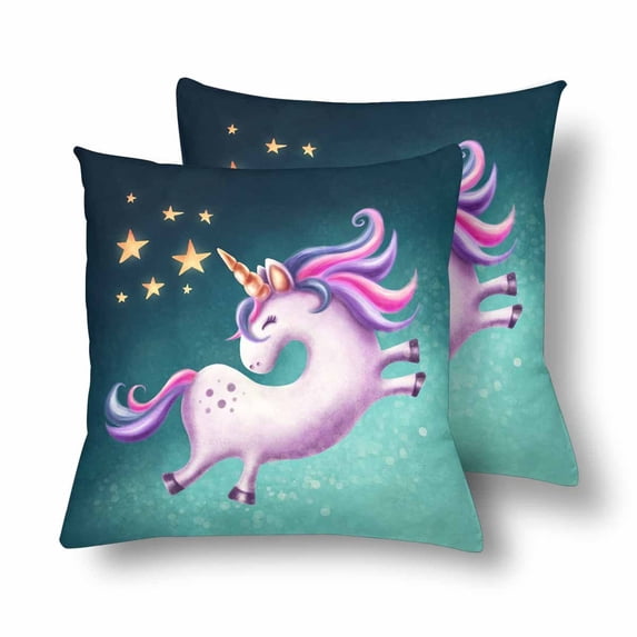 MKHERT Cute Unicorn Throw Pillowcase Pillow Cover Cushion Couver 18x18 inch, Set of 2