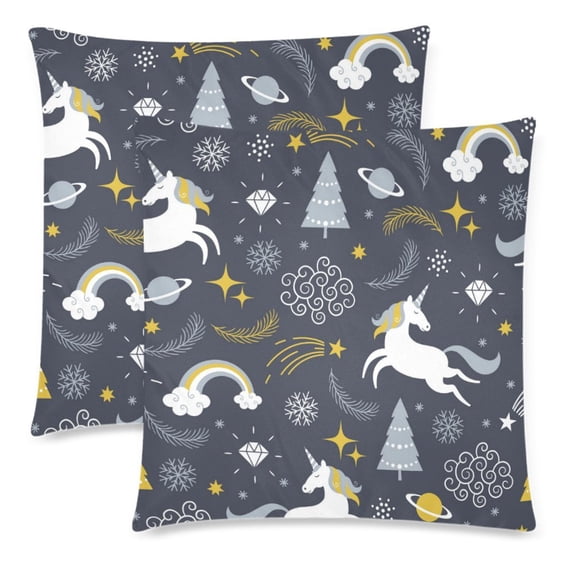 MKHERT Cute Unicorns Pillowcase Pillow Protector Cushion Cover 18x18 inch,Set of 2
