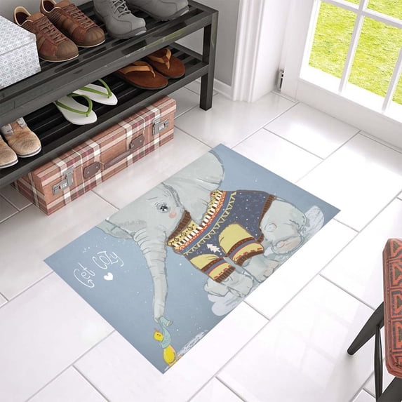 MKHERT Cute Winter Elephant Doormat Rug Home Decor Floor Mat Bath Mat 23.6x15.7 inch