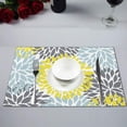 thumbnail image 1 of MKHERT Dahlia Pinnata Flower Yellow Gray and Light Blue Placemats Table Mats for Dining Room Kitchen Table Decoration 12x18 inch,Set of 6, 1 of 4