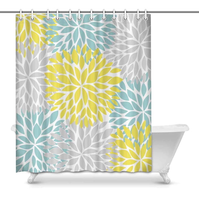 MKHERT Dahlia Pinnata Flower Yellow Light Blue and Gray Waterproof ...