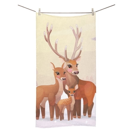 MKHERT Deer Family Bath Towel Hand Towel Shower Towel Washcloth 30x56 inch